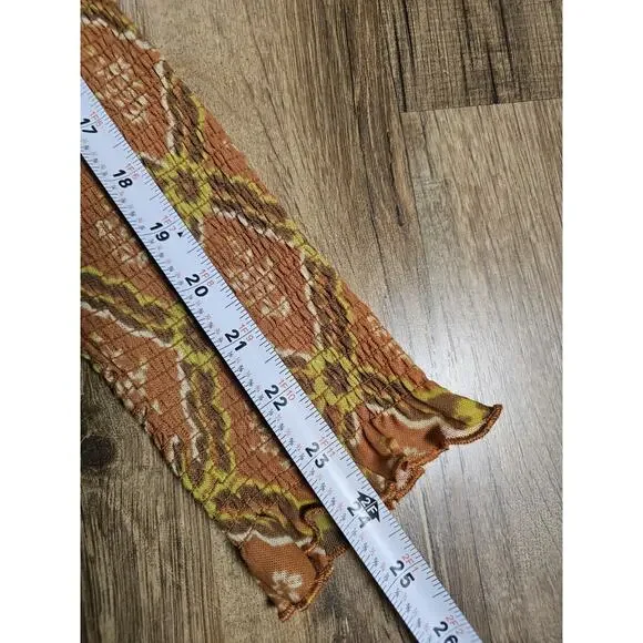 Free People Caught A Feeling Button Down Smocked Blouse Women's Size M New Retro - Picture 10 of 11